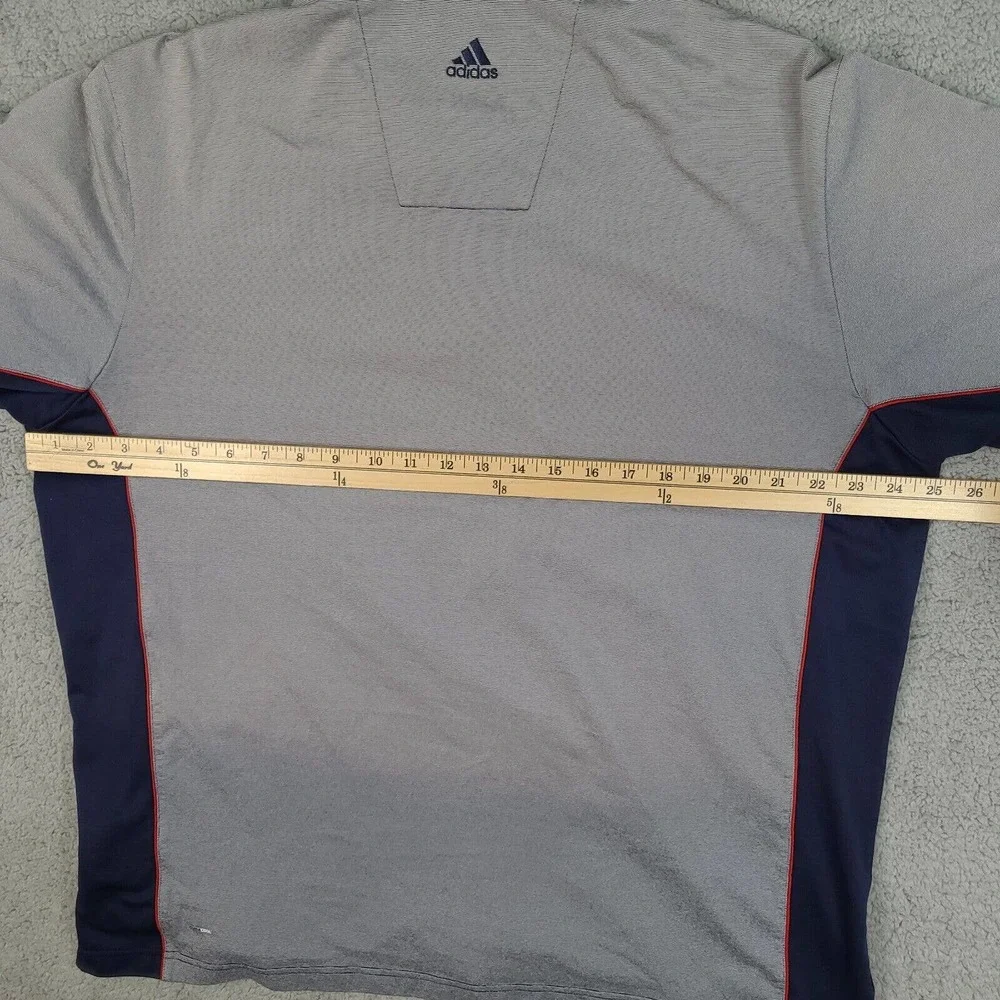 Adidas Polo Shirt Mens XL Gray Golf Climacool Short Sleeve Logo Stretch Striped‎